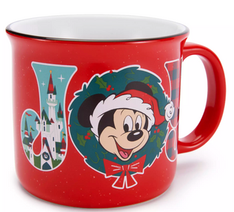 Disney Parks Mickey Mouse Santa Joy Holiday Mug New