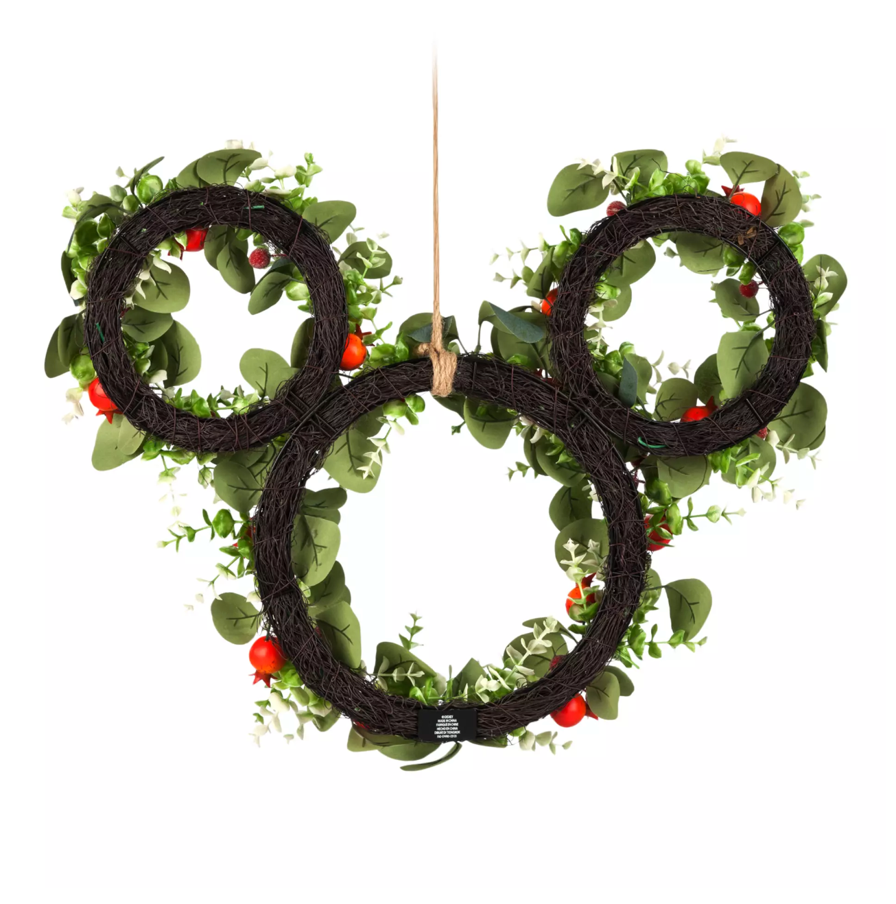 Disney Parks Holiday Homestead Mickey Icon Floral Christmas Wreath New with Tg