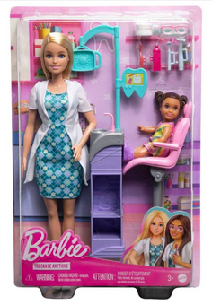 Barbie Careers Dentist Doll Blonde Hair and Playset Accessories Toy New with Box