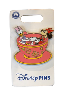 Disney Parks Minnie Mouse & Daisy Duck Tea Cup Attraction OE Pin New with Card