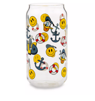 Disney Parks Donald Duck Smiley Icons Life Buoys and Anchors Glass New