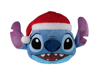 Disney Stitch in a Santa Hat 16 inch Round Holiday Pillow Blue New