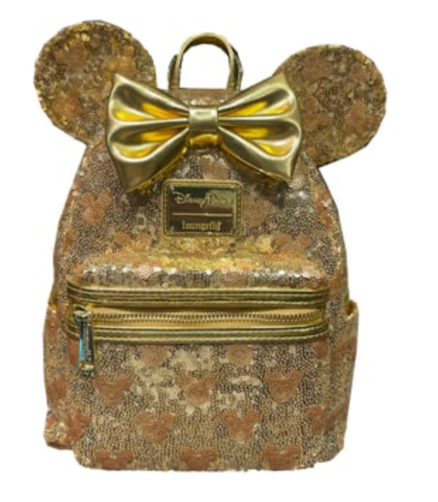Disney Parks Loungefly Backpack - Minnie Mouse Sequin - Gold New With Tag