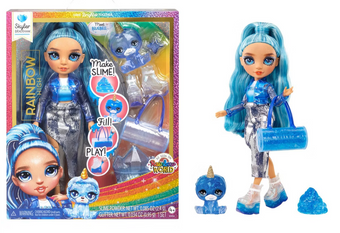 Rainbow High Skyler Blue with Slime Kit & Pet 11'' Shimmer Doll Toy New With Box