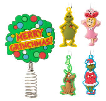 Hallmark Mini Grinch Stole Christmas! Tree Topper and Ornaments New With Box