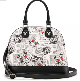 Disney Parks Mickey Mouse Satchel Bag in Newspaper Print New With Tag