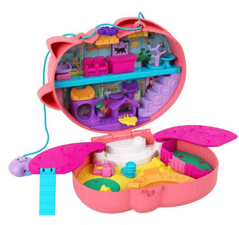 Polly Pocket Starring Shani Cuddly Cat Purse Compact Playset Toy New W Box