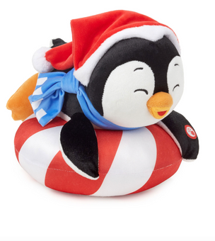 Hallmark Playful Santa Christmas Penguin Sledding All the Way Plush W Sound New