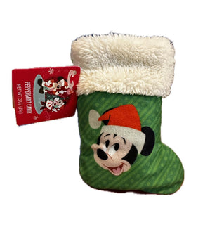 Disney Parks Mickey Santa Peppermint Candy in Stocking Plush Ornament New w Tag