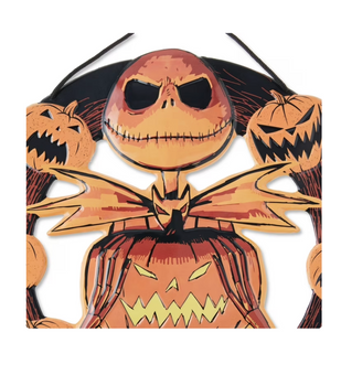 Halloween Jack Skellington with Pumpkin Metal Wreath Decor New with Tag
