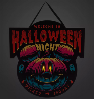 Disney Parks 2023 Mickey Pumpkin Welcome To Halloween Night Door Sign New w Tag