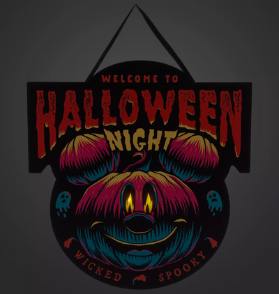 Disney Parks 2023 Mickey Pumpkin Welcome To Halloween Night Door Sign New w Tag