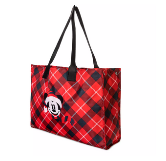 Disney Classics Christmas Mickey Plaid Pattern Holiday Tote New with Tag