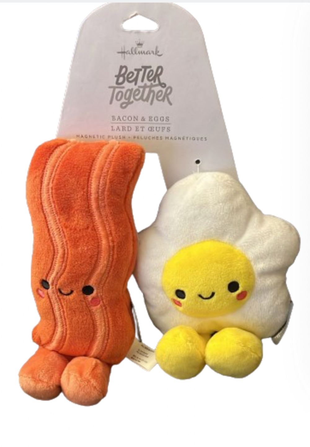 Hallmark Valentine Better Together Bacon and Eggs Magnetic Plush New with Card