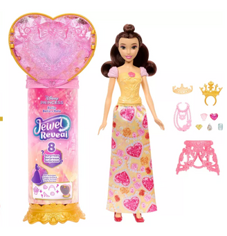 Disney Princess Jewel Reveal Belle Fashion Doll 8 Surprises Gem Box Toy New