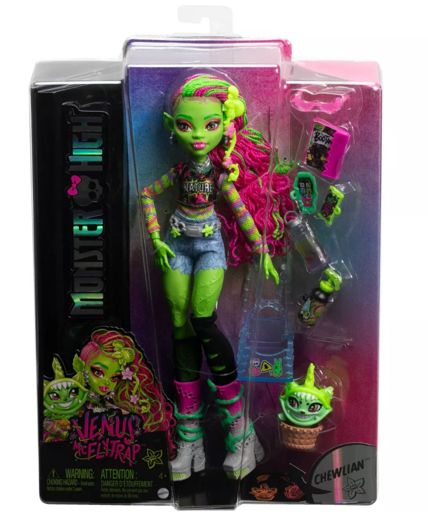 Mattel Monster High Venus McFlytrap Fashion Doll w Pet Chewlian Accessories New