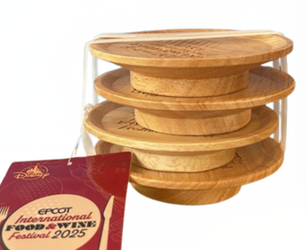 Disney Parks Epcot Food & Wine 2025 Festival Glass Topper Plate Set 4 New W Tag