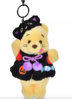 Disney Parks Halloween Winnie as Black Cat Plush Keychain Bag Charm New with Tag