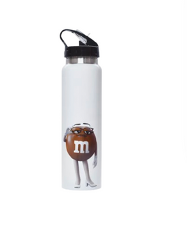 M&M's World Brown Character 25oz Stainless Steel Straw Tumbler New