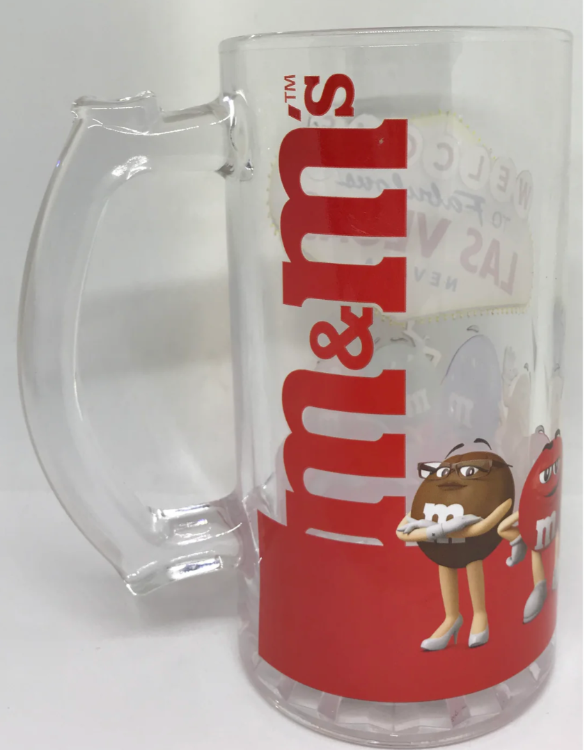 M&M's World Welcome to Fabulous Las Vegas Sign Characters Stein Beer Glass New