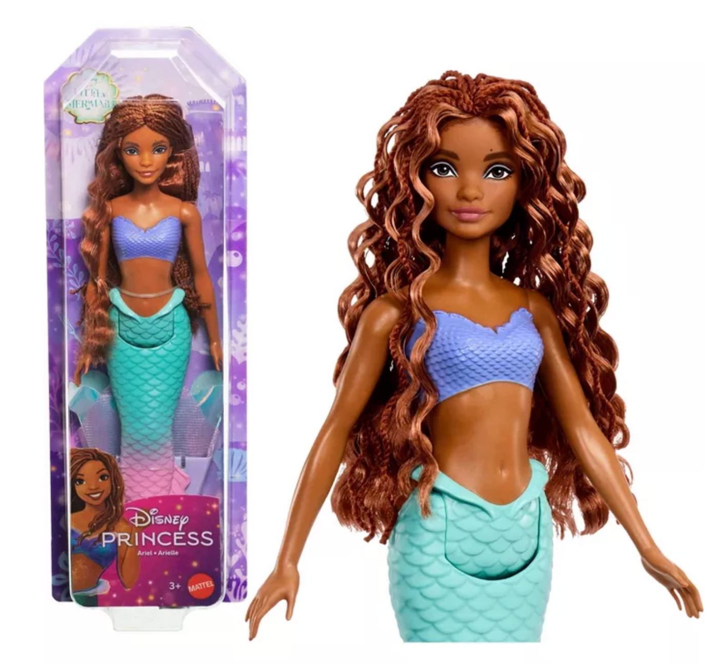 Disney Princess Ariel Mermaid Doll with Sparkling Fin Toy New With