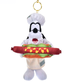 Disney Parks Bakery Chef Goofy with Hot Dog Plush Keychain New with Tag
