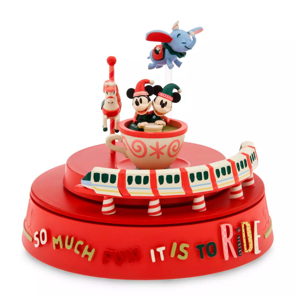 Disney Parks Mickey and Minnie Monorail Holiday Musical Figure New with Box