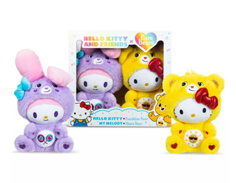 Care Bears x Hello Kitty as Funshine Bear & My Melody as Share Bear Plush Set N