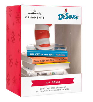 Hallmark Dr. Seuss Hat on Books Christmas Ornament New With Box