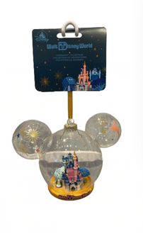 Disney Parks Walt Disney World Icon Glass Christmas Ornament New with Tag