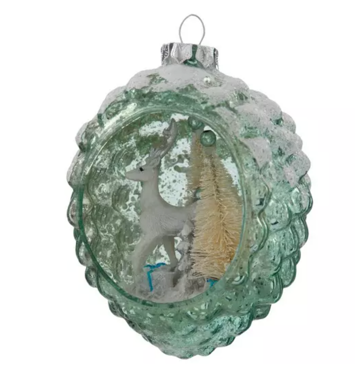 Robert Stanley Reindeer in Pinecone Glass Christmas Ornament New with Tag