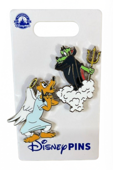 Disney Parks Pluto Angel and Devil Set Pin New With Card