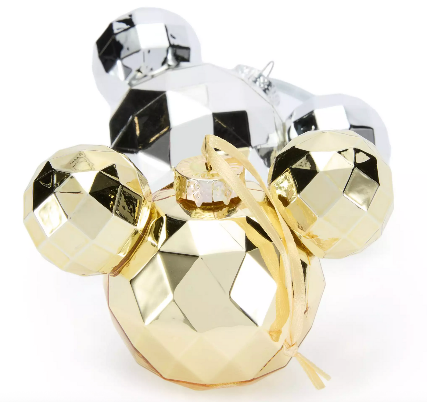 Disney Mickey Mouse Icon Ornament Set of 4 Red Green Silver Gold New
