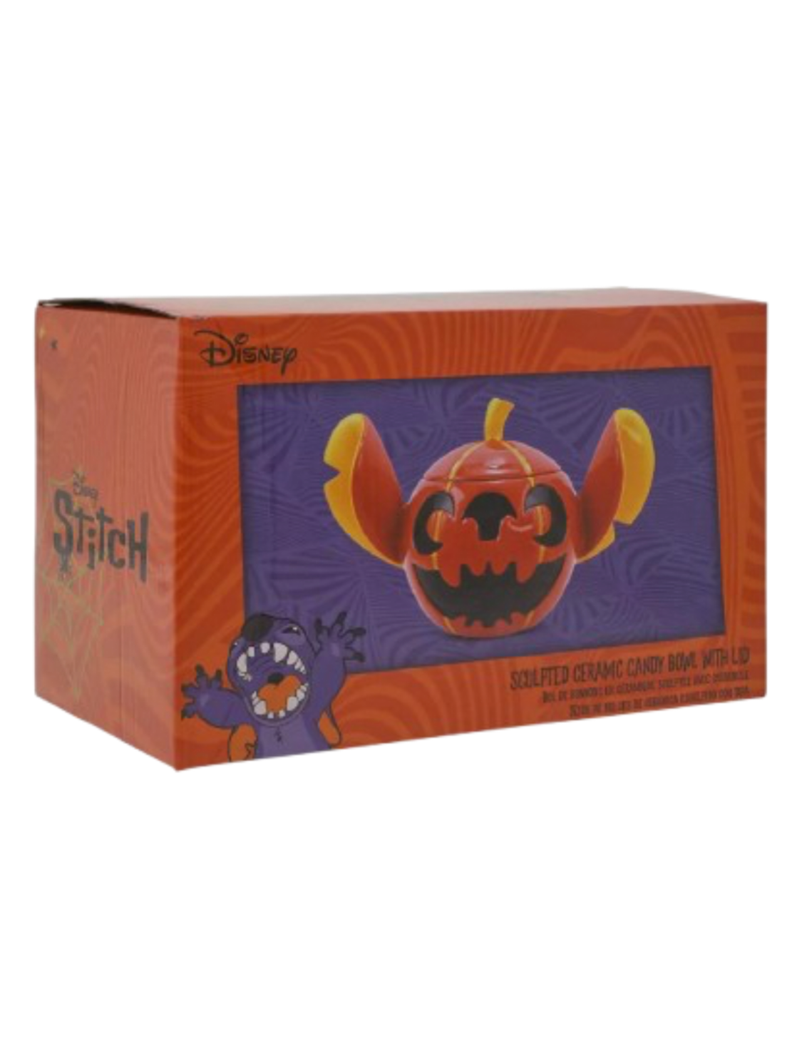 Disney Halloween Stitch Sculpted Ceramic Pumpkin Candy Bowl w Lid New with Box