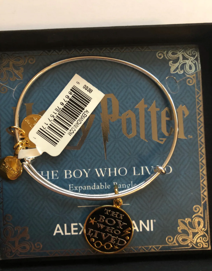 Alex Ani Harry Potter The Boy Who Lived Two Tone Charm Bangle New with Box