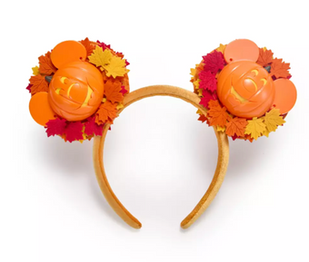 Disney Parks Mickey Mouse Light-Up Jack-o'-Lantern Wreath Ear Headband New W Tag