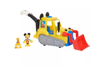 Disney Junior Mickey and Pluto Bulldozer Toy Set with Lights and Sounds New