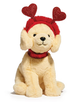 FAO Schwarz 12" Valentine Labrador with Removable Heart Boppers Plush New w Tag