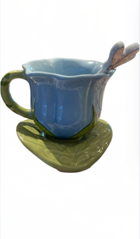 Disney Parks Epcot UK Alice Ashley Eckstein Tea Cup Saucer and Spoon Set New