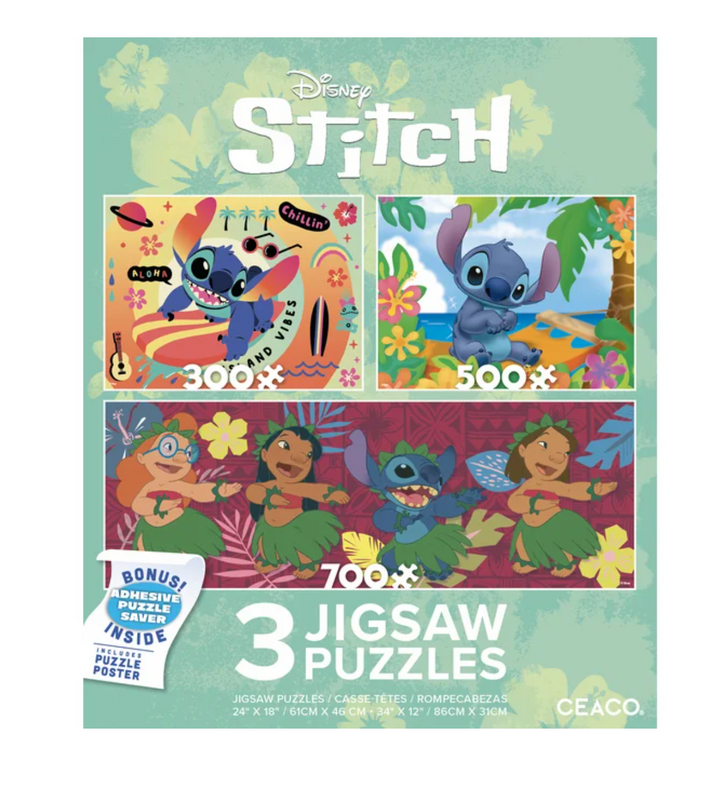 Ceaco Disney Lilo and Stitch Aloha Three Interlocking Jigsaw