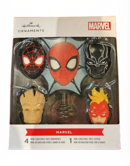 Hallmark Mini Marvel Super Heroes Hallmark Tree Topper Ornaments Set of 5 New