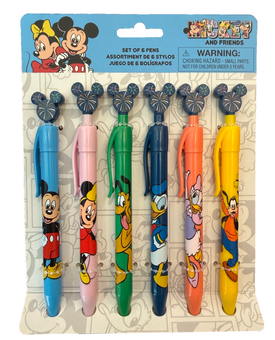 Disney Mickey Mouse and Friends Set of 6 Pens Minnie Pluto Donald Daisy Goofy