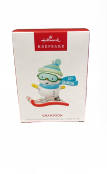 Hallmark 2024 Keepsake Grandson Snowboarding Snowman Christmas Ornament New