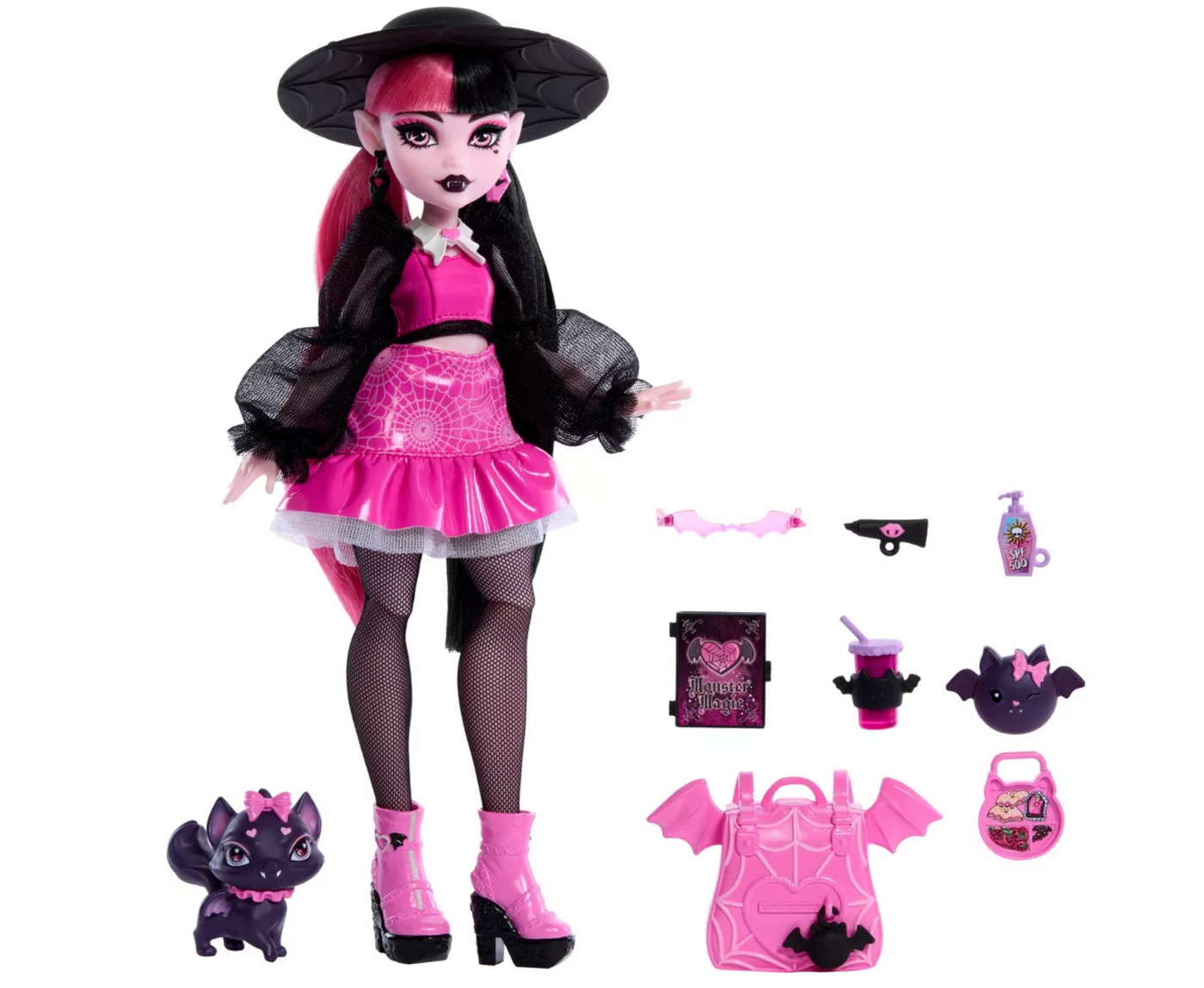 Mattel Monster High Draculaura Fashion Doll w Pet Count Fabulous Accessories New