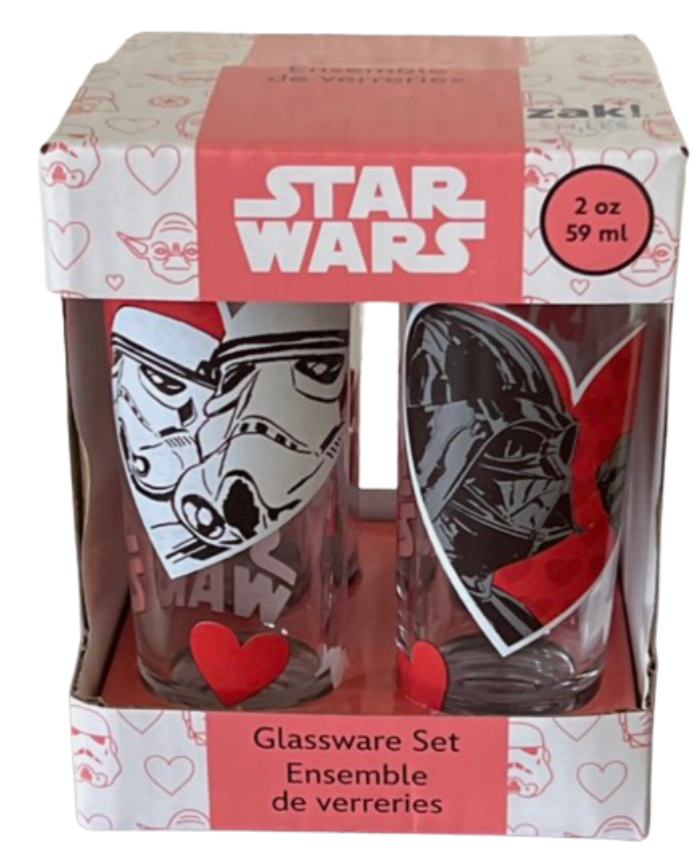 2024 Zak Designs Star Wars Valentine Set of 4 Mini Glass Shot New With Box