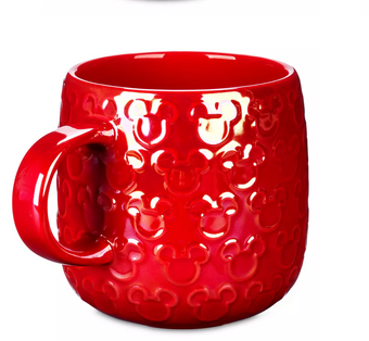 Disney Parks Mickey Icon Red Gloss Holiday Ceramic Coffee Mug New