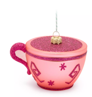 Disney Parks Teacup Mad Tea Party Alice Glass Christmas Ornament New With Tag