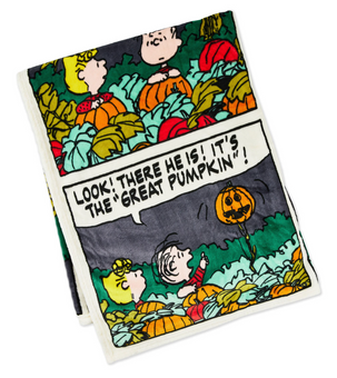 Hallmark Peanuts Great Pumpkin Comic Strip Throw Blanket 60x50 New With Tag