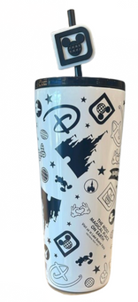 Disney Parks Walt Disney World Black White Tumbler With Straw New With Tag