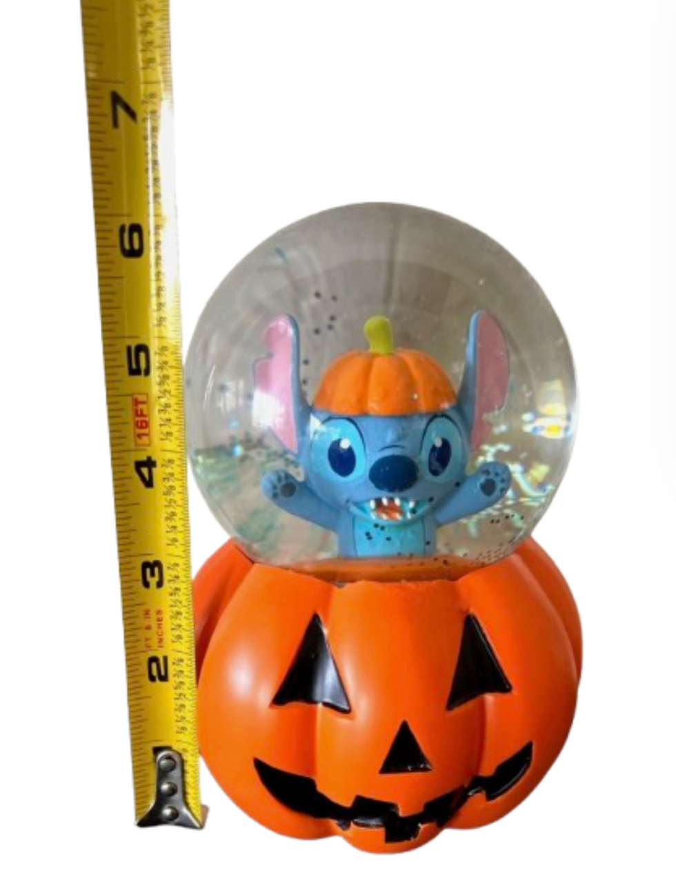 Disney Stitch Pumpkin Snow Globe New Lilo & Stitch Jack O Lantern Halloween